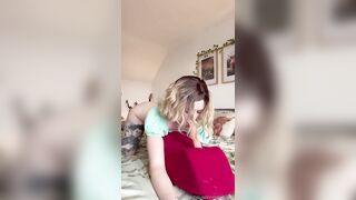 Blonde Slut Highland Bunny Slots Buttplug In Her Ass And Rides Huge Dildo Toy Reverse Cowgirl